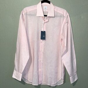 MASTAI FERRETTI SOFT 35% LINEN 65% COTTON Men’s Pink Striped Shirt Italy L